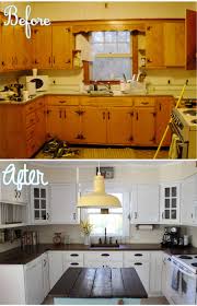 Small U Shaped Kitchen Remodel Two Toned Color White Cabinets With Black Countertop Country Kitchen Renovation Small Kitchen Renovations Diy Kitchen Remodel