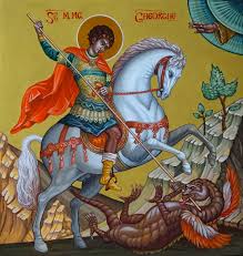 Tempera cu pigmenti naturali, foita de aur 24k, pe blat de lemn de tei cu traverse. Sfantul Mare Mucenic Gheorghe Icoane Ortodoxe