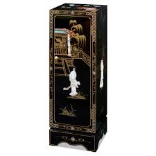 Black lacquer chinese furniture with mother of pearl inlay : Black Mother Of Pearl Pedestal Cabinet
