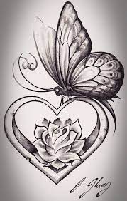 Butterfly Heart Rose Tattoo Sketch Tattoos Rose And Butterfly Tattoo Butterfly Tattoo Designs