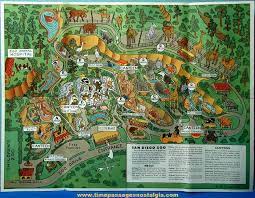 Colorful Old San Diego Zoo Balboa Park Two Sided Advertising Souvenir Map San Diego Zoo Zoo Map Balboa Park