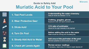 Wait a few minutes, then turn on your pool pump so the muriatic acid can circulate through your pool's filtration system. How To Safely Add Muriatic Acid To Your Pool Sensorex