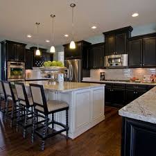 Dark Cabinets Light Island Modern Kitchen Countertops Black Kitchen Cabinets Kitchen Design
