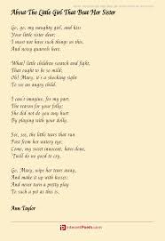 Emma · workmate · caught work · solo female. About The Little Girl That Beat Her Sister Poem By Ann Taylor