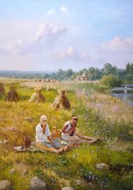 Russian Soul Pictures Of Russian Peasant Life By Vladimir Zhdanov Trash Russia Russian Painting Farmer Painting Farm Paintings