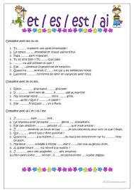 Es Est Et Ai Francais Fle Fiches Pedagogiques Orthographe Ce2 Mots Francais Exercice Grammaire