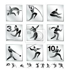 Anschließend finden in japan die paralympics statt. Olympische Spiele 4 Sommer Sportarten Piktogramme Silber Leichtathletik Leinwandbilder Bilder Hochsprung Zehnkampf Stabhochsprung Myloview De