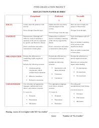 Pths Graduation Project Reflection Paper Rubric Reflection Paper Self Reflection Essay Writing Rubric