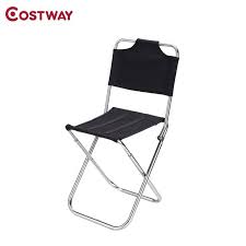 Costway Outdoor Aluminum Alloy Backrest Stool Camping Folding Chair Oxford Cloth Fishing Chair Portable Beach Beach Chairs Portable Beach Chairs Fishing Chair