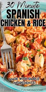 One Pan Spanish Chicken And Rice Recipe In 2020 Spanish Chicken Easy Vegetable Beef Soup Dinner Recipes