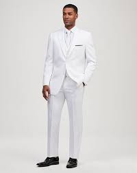 My's men's 3 piece slim fit suit set, 2 button blazer jacket vest pants with tie, solid wedding dress tux and trousers. White Wedding Tuxedos Suits The Knot