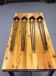 3 Rod Hairpin Legs Welded Flat Foot With Felt Padding Natural Steel Finishes With Clear Coat Ready To Attach Hair Pins Hairpin Legs Metal Table Legs