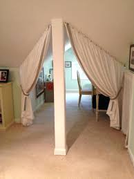 Sloped Ceiling Mount Drapery Bedroom Divider Attic Bedroom Decor Slanted Ceiling