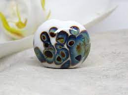 Perle Focale Lentille Tourbillon Spirale Bulle D Air Etsy Perle Calcedoine Bleue Lentille