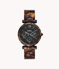 Carlie Multifunction Tortoise Acetate Watch Es4659 Fossil