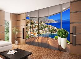 Possibilité de réaliser ce décor à vos mesures : Poster Geant 3d Fenetre Trompe L Åil Paysage Mediterraneen Atelier Wybo