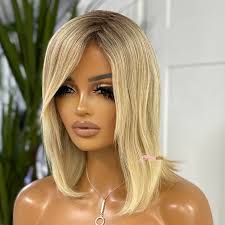 Short Rooted Blonde Full Lace Human Hair Wig-PEARL