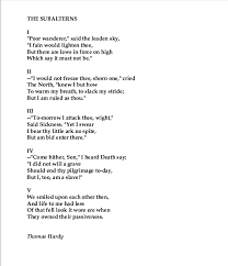 Thomas Hardy The Subalterns Poetry Deletes Miscommunication In Real Life Poems Thomas Hardy Poetry