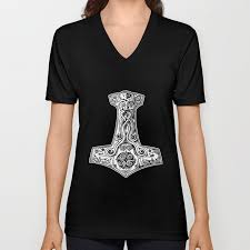 Ships from and sold by dobestmall. Thors Hammer Mighty Mjolnir Viking Warrior Thor Old Norse Mythology Viking T Shirts Unisex V Neck By Josephflore Society6