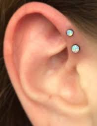Cute Ear Piercing Ideas Double Forward Helix Piercing Opal Ear Studs For Helix Tragus Cartilage Cute Ear Piercings Ear Piercings Forward Helix Piercing