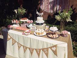 Burlap Table Runner From Michaels Burlap Sweets Banner From Etsy Burlap Party Birthday Party Tables Shabby Chic Party