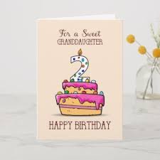 Happy birthday to the world's best cousin. Granddaughter 2nd Birthday 2 On Sweet Pink Cake Card Zazzle Com Baby Birthday Card Girls 3rd Birthday Cake Card