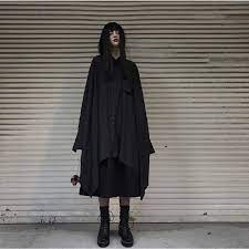 トップス ロングシャツ 変型 フレア ブラック 韓国ファッション ドレープ ロング フレア 黒 ブラック モード系 ビッグシルエット フリーサイズ  ユニセックス :20201207-2:AiO - 通販 - Yahoo!ショッピング