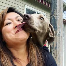 My newest @teamcalwear foster dog takes affection to a whole new level.  😋Whoever gets her is going to be one LUCKY owner. Oh, and #calwear  officially has an IG account now. Please