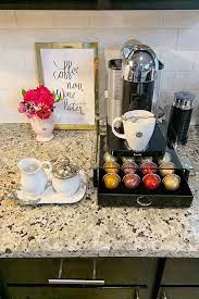 How To Create A Coffee Tea Station Home Coffee Stations Tea Station Coffee Station Kitchen