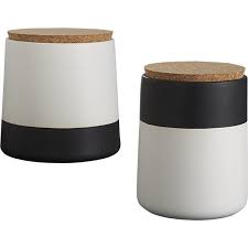 Black And White Canisters Shop Dip Black And White Small Canister Smooth Handmade Stoneware Cylinders Go Graphic In A Hip Dip Of Mat White Canisters Metal Canisters Kitchen Canisters