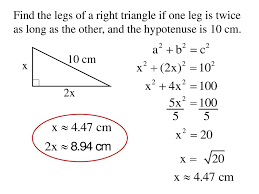 Because of their angles it is easier to find the hypotenuse or the legs in these right triangles than in all other right triangles. Objective To Find Missing Sides Of Right Triangles Using The Pythagorean Theorem Applies To Right Triangles Only Hypotenuse C Leg A B Leg Ppt Download