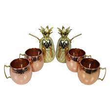 Dhgate.com provide a large selection of promotional copper drinking cups on sale at cheap price and excellent crafts. Oakland Living 6 Piece Copper Moscow Mule And Brass Pineapple Shaker Set With Straws Walmart Com Walmart Com