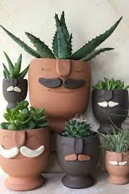 Preorder Mustache Moodies Handmade Plant Daddy Face Planters With Drainage In 2020 Handmade Plant Pottery Planters Face Planters