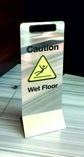 A New Exciting Contemporary And Elegant Wet Floor Sign In Stainless Steel Many Different Finishes And Messages Order Onlin Wet Floor Signs Wet Floor Flooring
