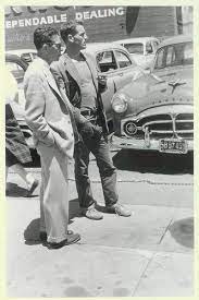 Neal Cassady At North Beach Used Car Lot San Francisco Standing With Salesman Paper 14x11 Image 7 12x Beat Generation Jack Kerouac Mid Century Photography