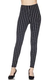 Black And White Striped Tights Outfit Black White Pinstripe Print Leggings Black And White Leggings Printed Leggings Striped Leggings
