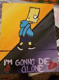 Custom bart simpson painting wearing furry pink coat and smoking. Bart Simpson Adorn Hippy Paintings Prints Childrens Art Tv Shows Movies Artpal