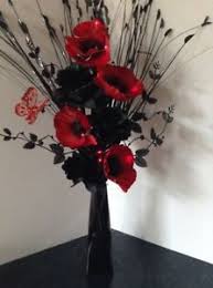 Shop artificial flowers by color, afloral has a great selection of pink, fuchsia fake flowers and peach coral silk flowers. Artificial Silk Flower Arrangement In Red Poppies In Black Modern Vase Lights Ebay
