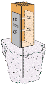 The railing has a single attachment point per post, and the hardware that came with it includes lag screws; Concrete Bracket Mounted Post Peer Inpost Bracket Mounted In Concrete Peer Concrete Fence Posts Concrete Fence Deck Posts