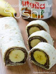 Banana And Nutella Sushi Recipe Heathly Snacks Nutella Recipes Easy Snacks