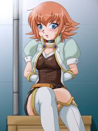 mira fermin, bakugan, bakugan new vestroia, third-party source, 1girl, arms  behind back, asymmetrical clothes, blue eyes, boots, breasts, choker,  earrings, jewelry, open mouth, orange hair, red hair, short hair,  thighhighs, white thighhighs -
