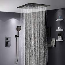 349 99 Shower Faucet Set Painted Finishes Contemporary Rain Shower Faucets Wall Mounted With Ceramic Valve Bath Shower Mixer Taps Contain Faucet Rough In Val In 2021 Shower Faucet Sets Bath Shower Mixer Taps