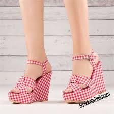 Kirmizi Beyaz Potikareli Dolgu Topuklu Ayakkabi Delisiyim Com Da Redandwhite Gingham Picnic Style Trend Heels Gingham Fashion Heels Shoes