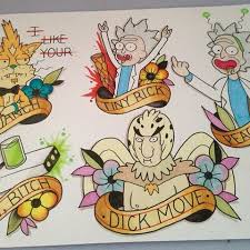 Squanchy Birdman Rick And Morty Repost Due To A Better Pic And I Messed Up Last Time Just Finished This Rick And Morty Themed Flas Rick And Morty Tattoo Tattoo Flash Sheet New School Tattoo