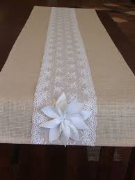 Burlap Table Runner With White Lace Wedding By Daniellescorner For Our Wedding Tables Dantel Cuval Bezi Table Runners Ve Dekor