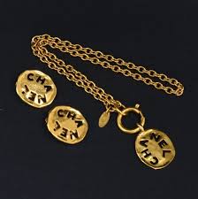 Chanel earrings and necklace set. Chanel Vintage Chanel Gold Tone Necklace Earrings Set Ss704