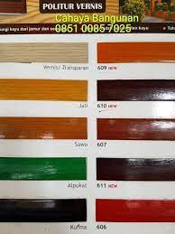 Warna cat mowilex kayu ukuran 1 kilogram berkisar rp. Jual Boyo Politur Vernis Pernis Kayu Warna 1 2 0 5 Lt Liter Kaleng Kecil Di Lapak Toko Nivaans Bukalapak
