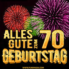 Grußkarten für männer, frauen oder kinder! Alles Gute Zum 70 Geburtstag Feuerwerk Kuchen Gif Herunterladen Auf Funimada Com