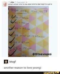 Yoongi S Answer When He Was Asked What His Ideal Height For A Girl Is Bts Bts Suga Bts Bangtan Boy