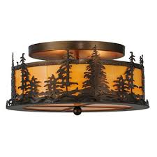 Flush mount fixtures are directly mounted closely to the ceiling therefore providing greater ceiling clearance. Meyda Tall Pines Flushmount Ceiling Light Rustic Lighting Fans
